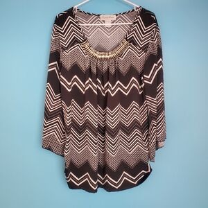 Fashion Avenue Blouse Size Large 3/4 Sleeves